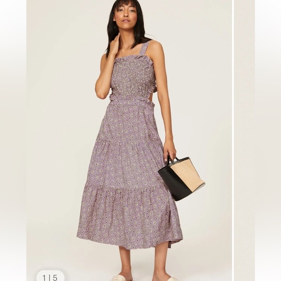Sea New York Ida Apron Dress Lilac Floral Midi - Picture 1 of 14